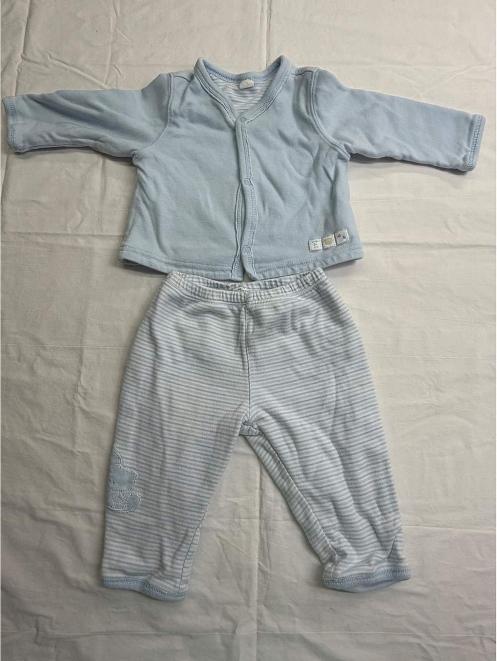 The Children’s Place Baby 6-9M Blue Bear 2 Piece Outfit Top Pants